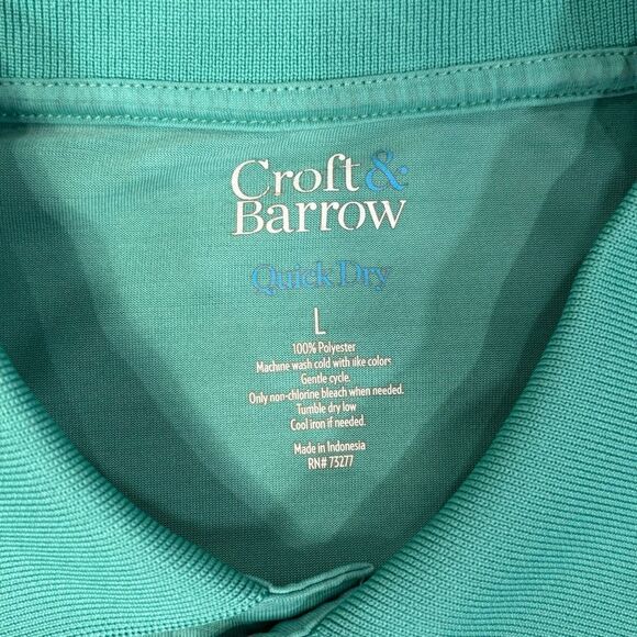 Croft & Barrow Quick Dry Polo Shirt Mens Size Large Green Short Sleeve Golf Top - Picture 4 of 7